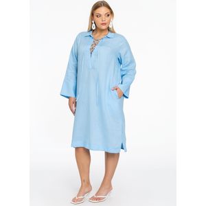 Jurk - Ramie - Lichtgewicht - V-hals - Cropped Wijde Mouwen