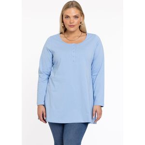 Yoek - Dames Top - Katoen - Ronde Hals - Lange Mouwen - Knoopsluiting