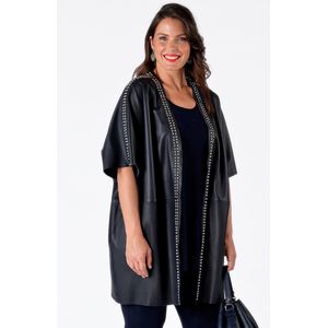 Leren poncho-vest met studs