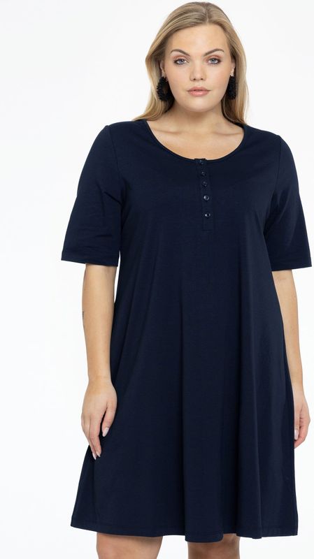 Yoek A-lijn Jurk met Biologisch Katoen Donkerblauw