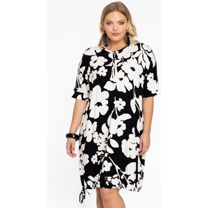 YOEK - Tuniek - Zwart/Wit - Bloemenprint - Kwartmouw
