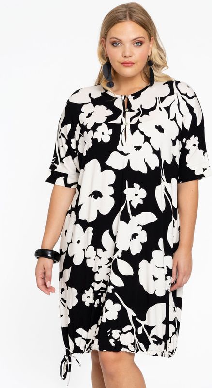 YOEK - Tuniek - Zwart/Wit - Bloemenprint - Kwartmouw