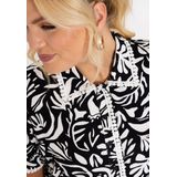 YOEK - Blouse - Zwart - Korte Mouwen - Rechte Pasvorm