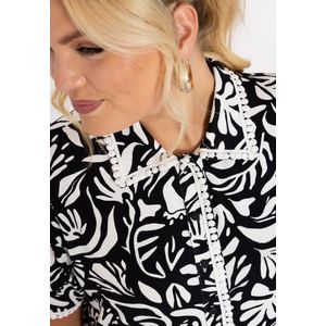 YOEK - Blouse - Zwart - Korte Mouwen - Rechte Pasvorm