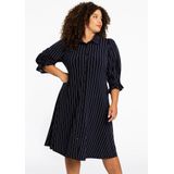 YOEK - Blousejurk - Marine / Wit - Knielengte - Driekwart Mouw