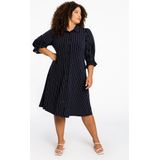 YOEK - Blousejurk - Marine / Wit - Knielengte - Driekwart Mouw