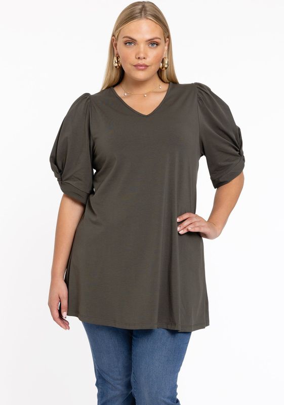 Tuniek - Flare - Katoen - Met Pofmouwen - V-halslijn