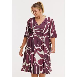 Jurk met koordjes FLORAL MERLOT