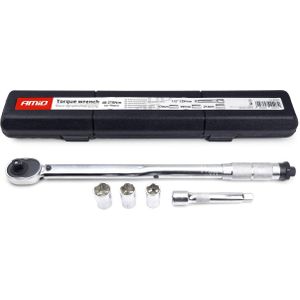 AMiO Momentsleutel 17/19/21 mm 40-210 Nm Wielmoersleutel Universeel met Koppelstuken en Koffer [Wielbout Sleutel - Gereedschap]