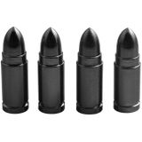 VCTparts Kogelvormige Auto Ventieldopjes Bullets Universeel - Aluminium Zwart (Set 4 stuks)