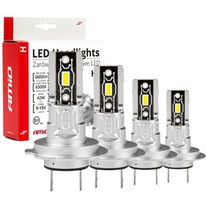 AMiO Dimlicht + Grootlicht LED H7 Mini 6500k Wit 4 stuks (set)  [Witte koplampen - Witte Dimlichten]