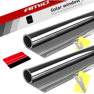 AMiO Auto Raamfolie Tint Vinyl Zwart 75x300cm (60%) zwarte Ramenfolie 2 stuks voor Zonwering en Privacy met Strijkpas (set)