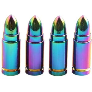VCTparts Kogelvormige Auto Ventieldopjes Bullets Universeel - Aluminium Multicolor (Set 4 stuks)