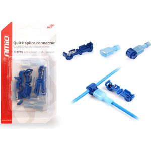 AMiO T-Type Snelsluitende Connector (0,75-2,5mm) 15A Blisterverpakking Blauw (5 sets)