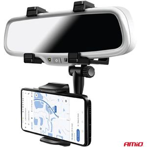 AMiO - Telefoonhouder voor Achteruitkijkspiegel - Zwart - Verstelbaar