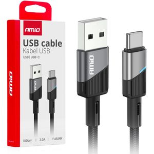 AMiO USB-A naar USB-C Kabel 3A 100cm FullLINK Premium - Hoogwaardige Snellader Oplaadkabel Snoer
