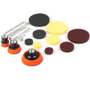 AMiO Auto Polijst Schijven Complete Set (15 stuks) Rood-Geel-Zwart