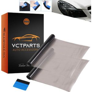 VCTparts Voordeelset Koplamp en Achterlicht Lamp Folie Licht Wrap Zwart (2x folie + pasje) (30 x 60cm) - Smoke Tint Vinyl