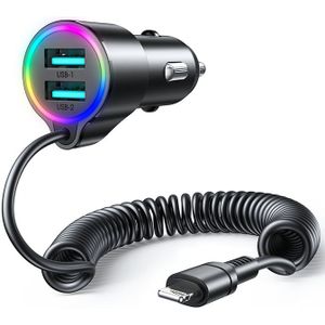 Joyroom Autolader Oplader Lightning & USB-A Snellader -  17W (1.5m) [Triple Fast Car Charger]