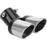 VCTparts Dubbele Uitlaat Chrome Aflopend 60mm Kopstuk / Eindstuk RVS [Uitlaat Sierstuk - Uitlaat Tuning - Uitlaat Koppelstuk]