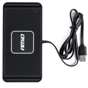 AMiO Draadloze Auto Snellader 15W (QC) Inductieve Lader met USB-A Aansluiting Zwart
