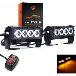 VCTparts - Grill Flitsers - Oranje/Geel - LED Stroboscoop Zwaailichten - Krachtige Bumperflitsers voor Optimale Zichtbaarheid