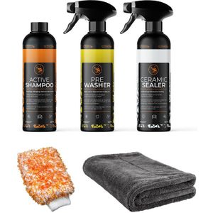 Combideal Quick Wash Pakket 5-delig voor Eenvoudig Wassen en Sealen met Microvezel Washandschoen en Droogdoek