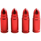 VCTparts Kogelvormige Auto Ventieldopjes Bullets Universeel - Aluminium Rood (Set 4 stuks)