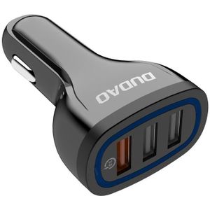 Dudao Autolader Snellader 3 x USB-A 18W (3.0 QC) Contraplug Zwart