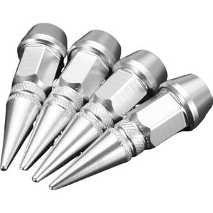 VCTparts Ventieldoppen Slotbout Kogelstijl Roestbestendige Punt Doppen - Aluminium Zilver (Set 4 stuks)