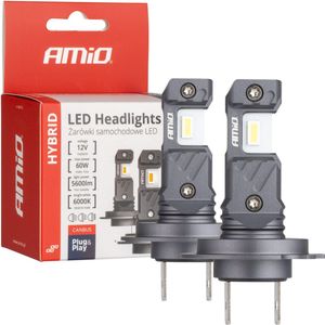 AMiO LED Koplampen Hybrid series H7 (H18) Wit 6000K - 5600LM Canbus 60W