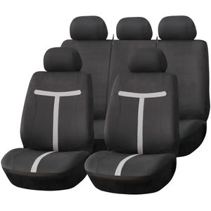 AMiO Universal Car Seat Cover Set SC-06 – 9-delige Stoelhoezen voor Voor- en Achterstoelen, Zwart en Grijs, Airbagveilig en Slijtvast