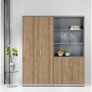 Dubbele draaideurkast Chief 200x90x42 Halifax Eiken met Aluminium ombouw