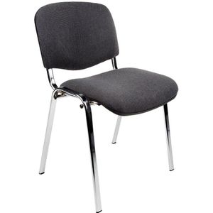 Vergaderstoel of conferentiestoel basic chroom frame zonder armleuningen Donkerblauw stof