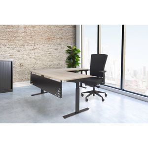Linesto Plus hoekbureau, hoogte instelbaar met t-poot frame