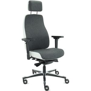 06Z Elvio – High-End Ergonomische Stoel met hoofdsteun in Grijs