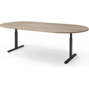T-poot ovale vergadertafel Quick 240x120cm bladkleur Robson Eiken framekleur Wit (RAL9010)