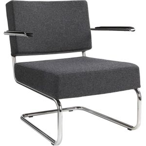 Design stoel of fauteuil gestoffeerd met wollen viltstof kleur antraciet