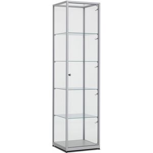 Vitrinekast 200x50x50cm haaks aluminium profiel met topverlichting en zijverlichting