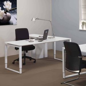 Domino Plus hoekbureau, hoogte instelbaar met O-poot frame