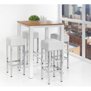 Hoge tafel: Statafel of bartafel 80x80cm Wit Logan Eiken