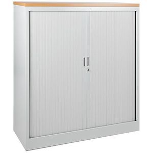 Stalen roldeurkast 118x120x43cm Antraciet Frame, topblad Wit