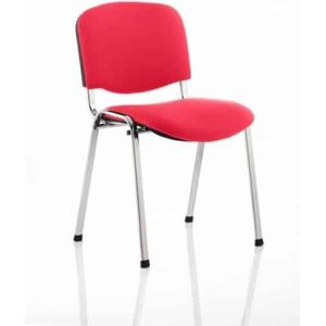 Vergaderstoel of conferentiestoel basic chroom frame zonder armleuningen Rood stof