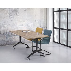 Universele klaptafel Hyper breed 120CM diep 80CM bladkleur Logan eiken framekleur Zwart (RAL9005)
