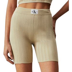 Calvin Klein Woven Label Ribbed Biker Short Dames