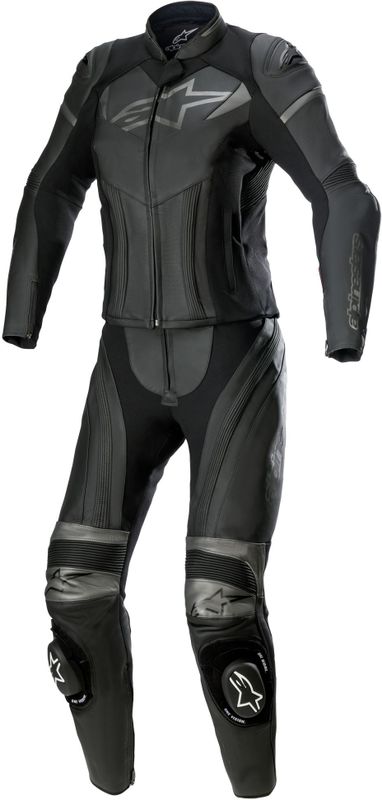 Leren 2-delig Motorpak Dames Alpinestars Stella GP Plus Zwart-Metallic Grijs
