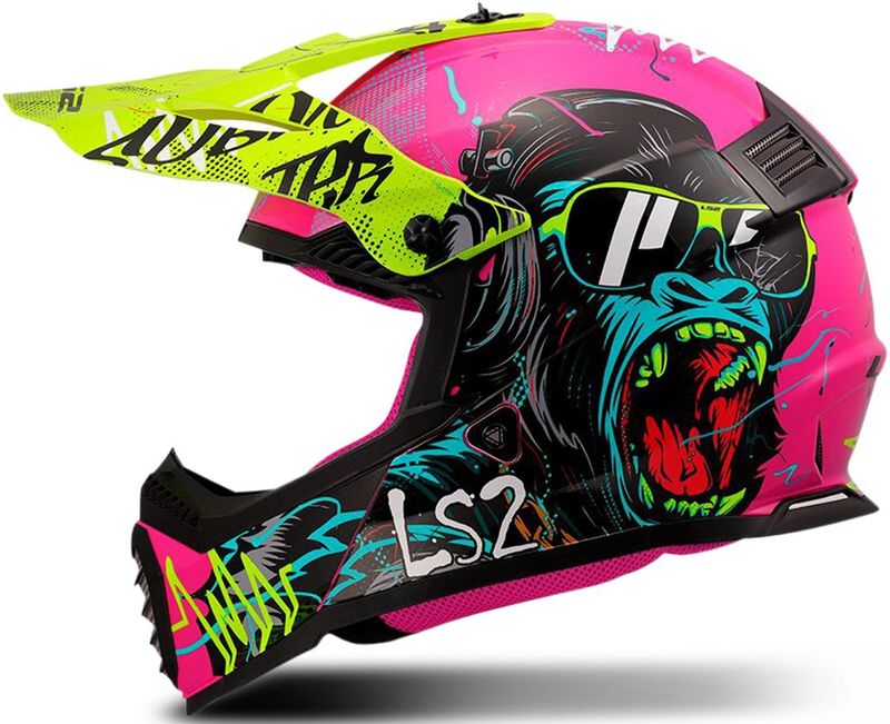 LS2 - MX437 Fast II Mini Gorilla - Kids Crosshelm - Paars