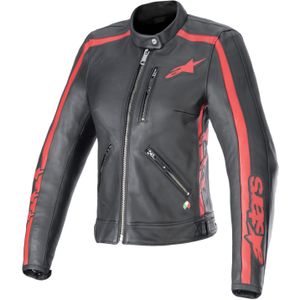 Motorjas Alpinestars Stella Dyno Leer Dames Zwart-Hauterood