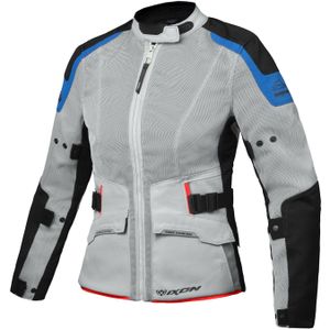 Motorjas Dames Ixon M-NJORD Lichtgrijs-Blauw-Neon Rood