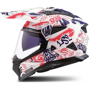Crosshelm LS2 MX702 Pioneer II Adventure Wit-Rood-Blauw